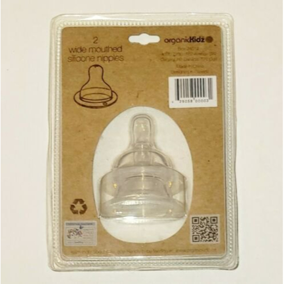3 Packs of 2 OrganicKidz Wide Mouth Baby Bottle Nipples, Fast Flow, 6+ Months - Picture 3 of 5